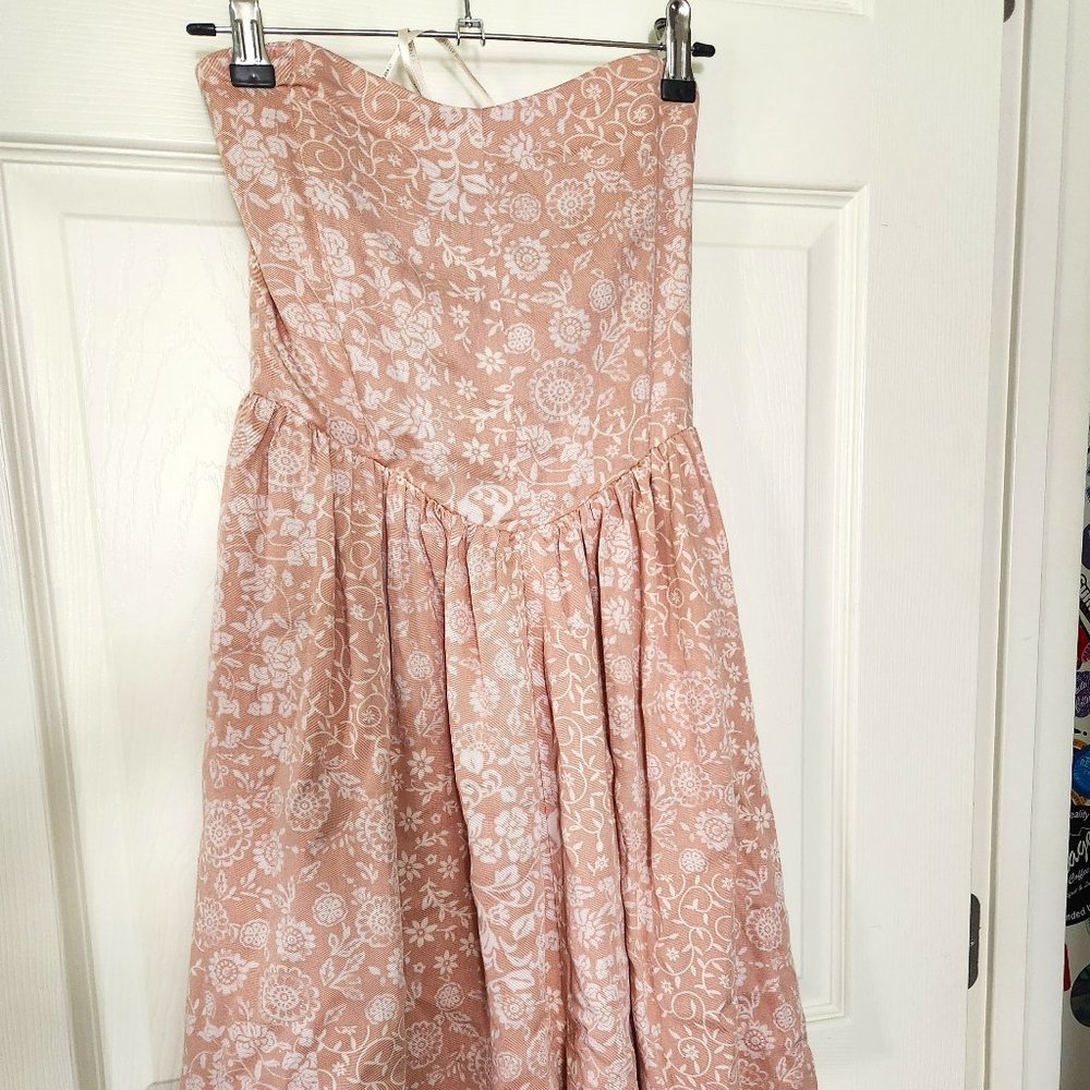 Strapless Floral Pink Mini Dress